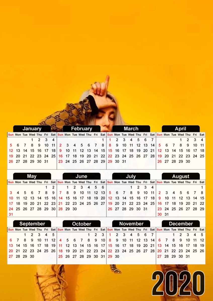  bad guy billie eilish remix para A3 Photo Calendar 30x43cm