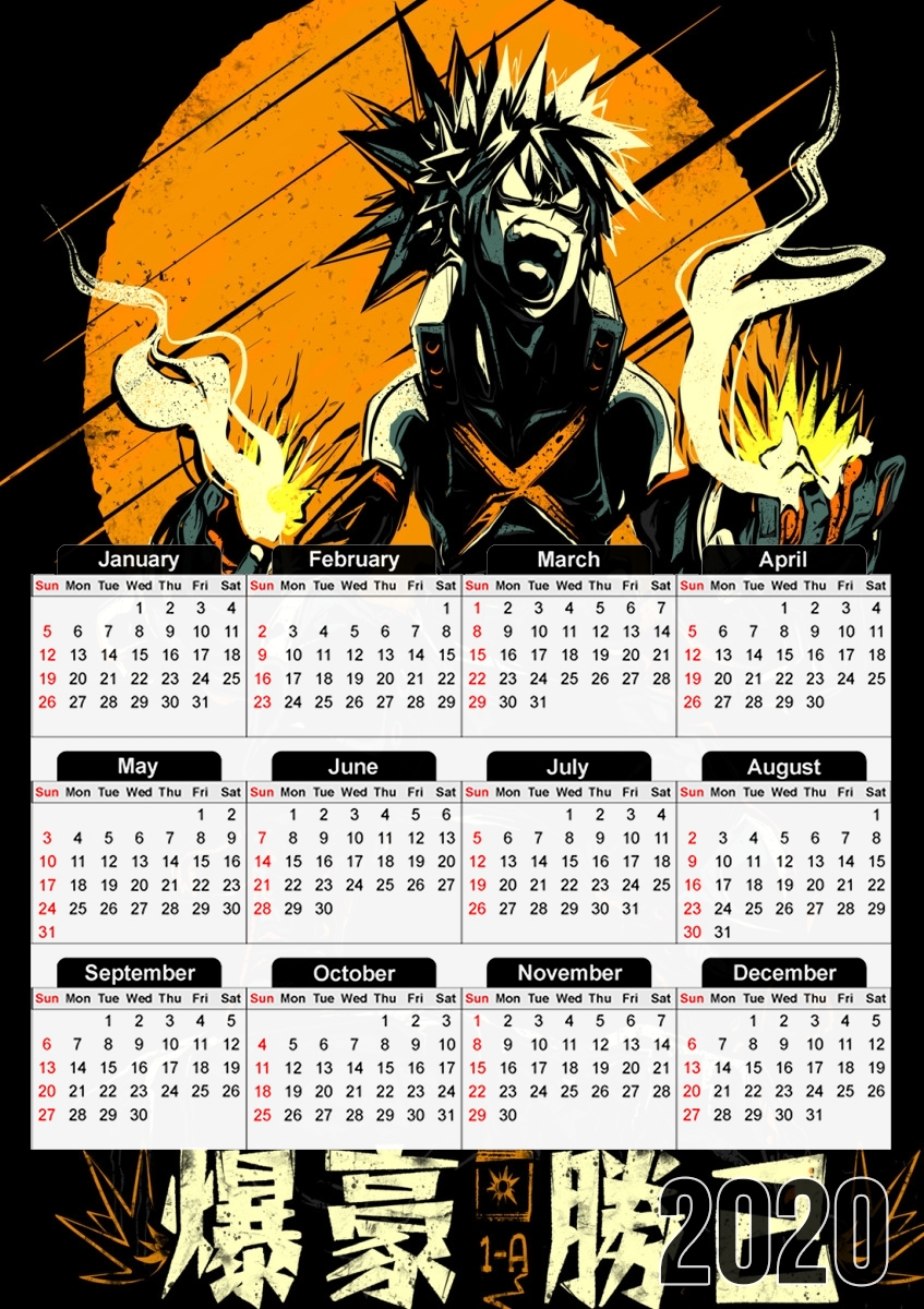  Bakugo Crazy Bombing para A3 Photo Calendar 30x43cm