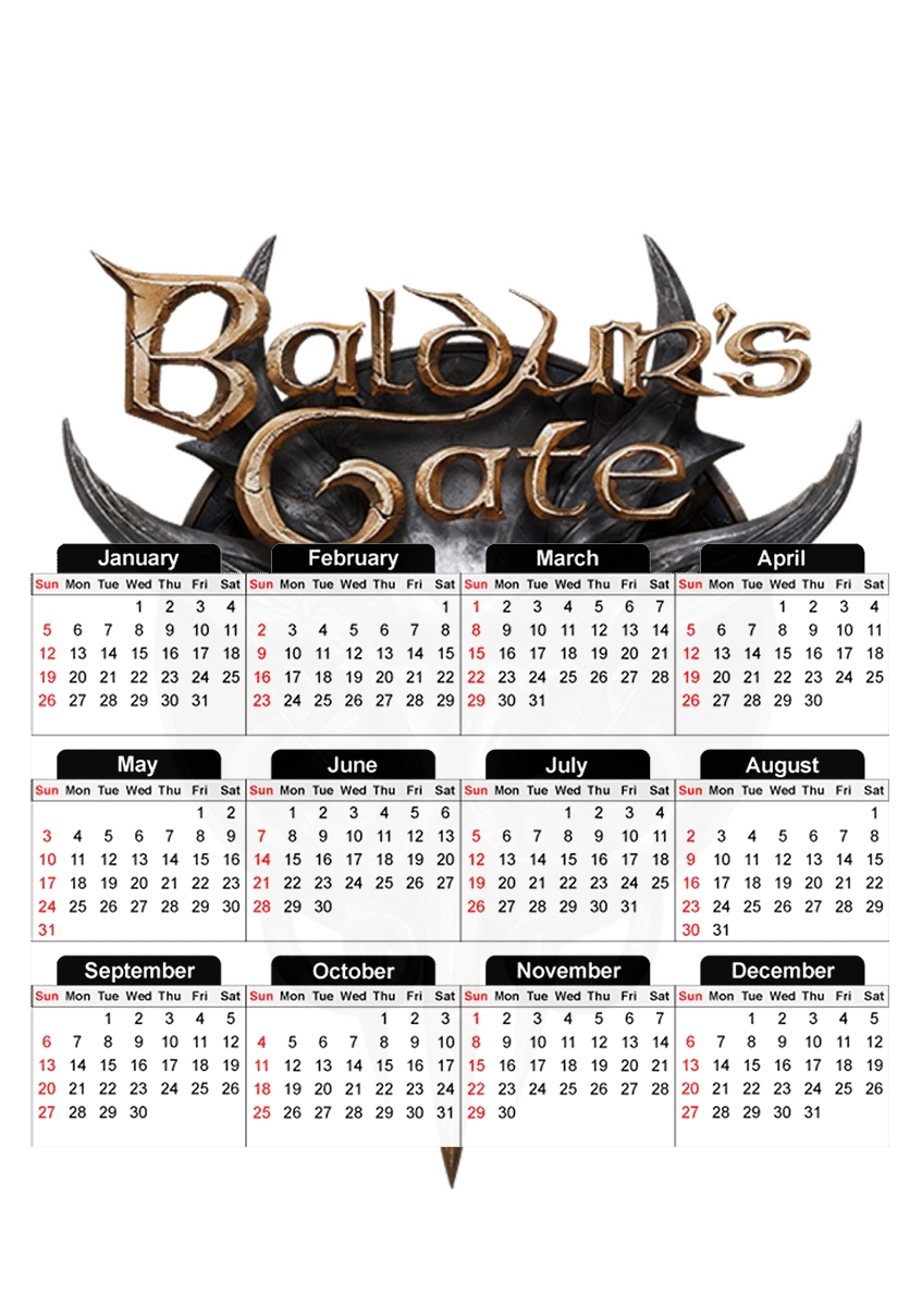  Baldur Gate 3 para A3 Photo Calendar 30x43cm