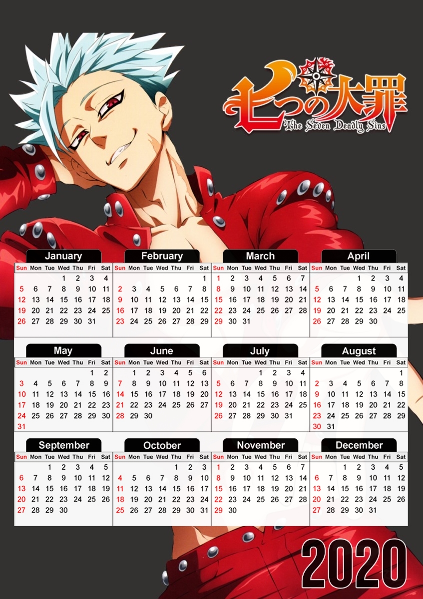  Ban Seven Deadly Sins para A3 Photo Calendar 30x43cm