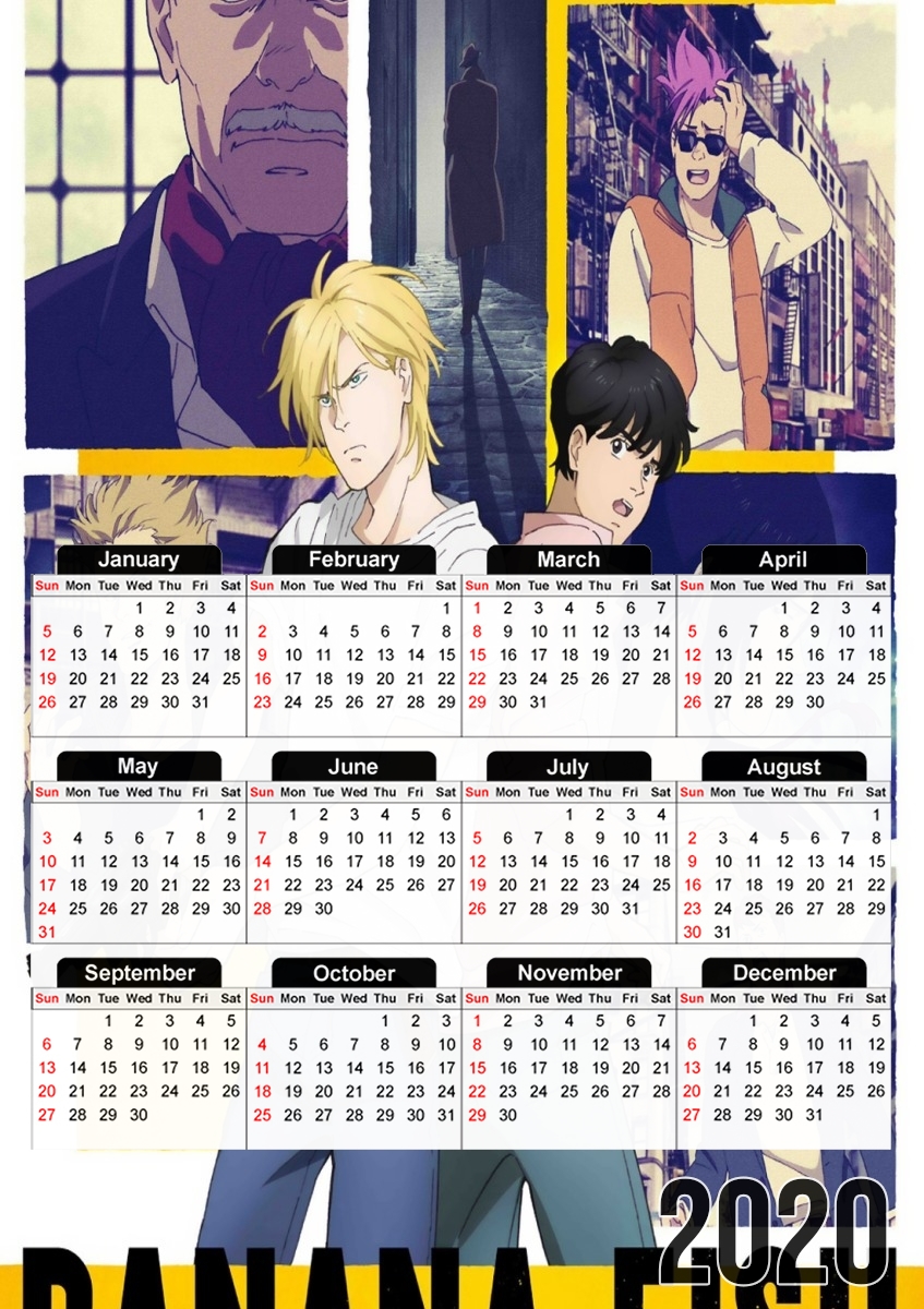  Banana Fish FanArt para A3 Photo Calendar 30x43cm