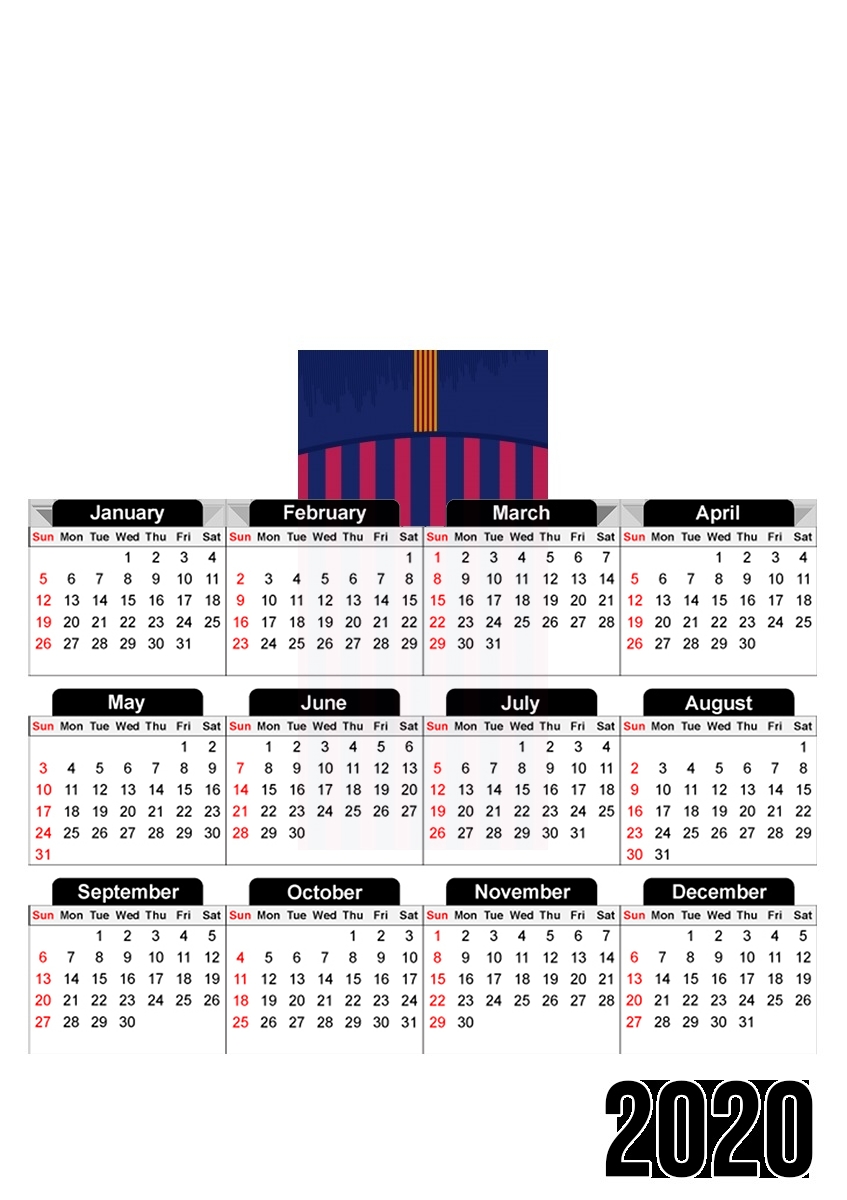  Barcelone Football para A3 Photo Calendar 30x43cm