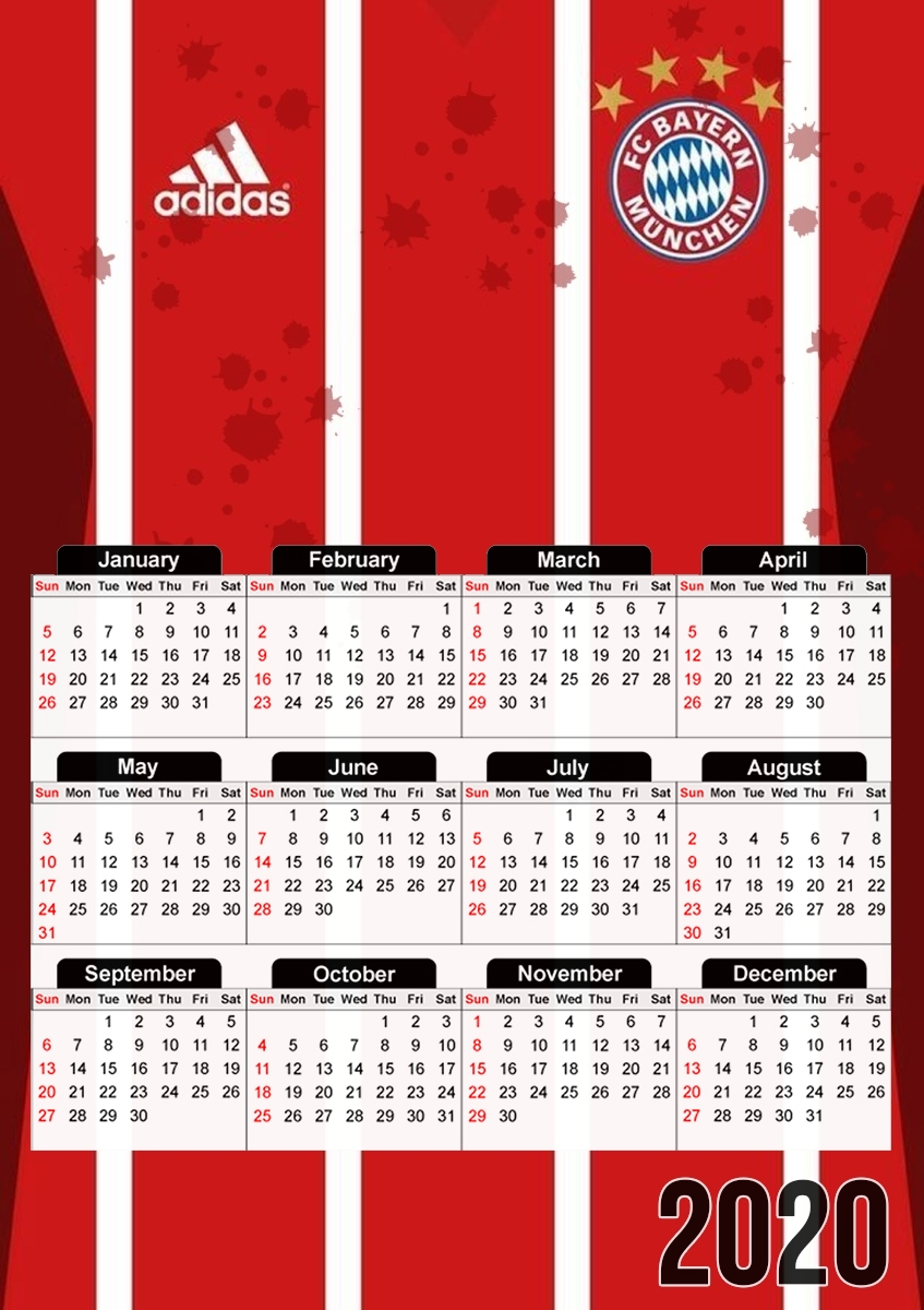  Bayern Munchen Kit Football para A3 Photo Calendar 30x43cm