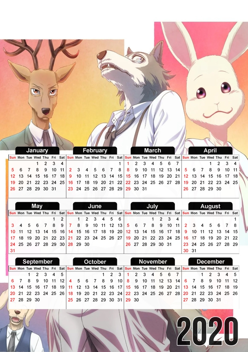  Beastars Animal para A3 Photo Calendar 30x43cm