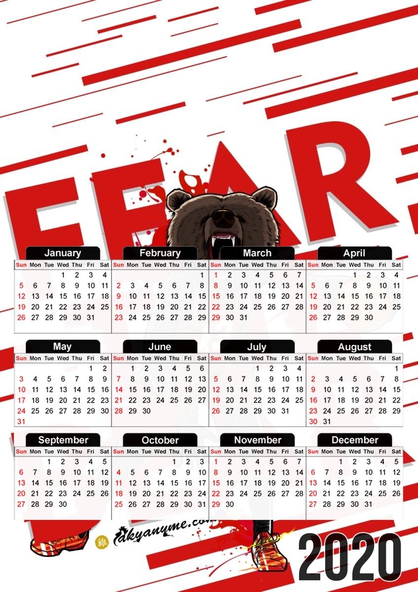  Beasts Collection: Fear the Bear para A3 Photo Calendar 30x43cm