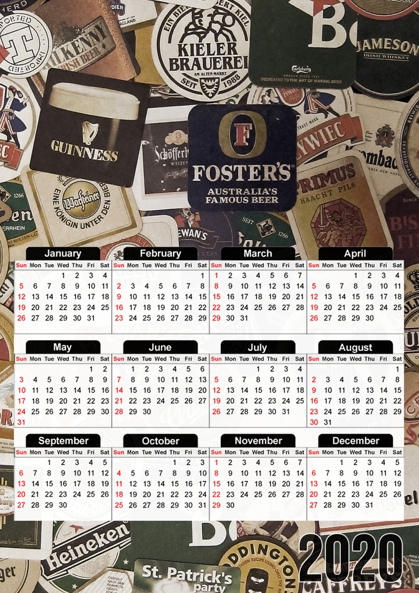  Beers of the world para A3 Photo Calendar 30x43cm