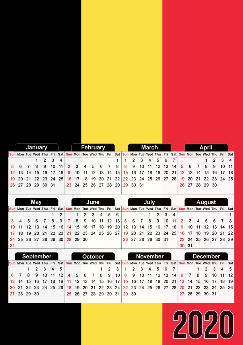  Belgium Flag para A3 Photo Calendar 30x43cm