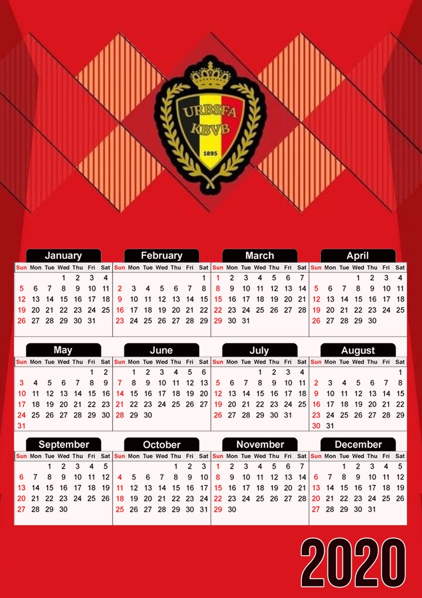  Belgium Football 2018 para A3 Photo Calendar 30x43cm