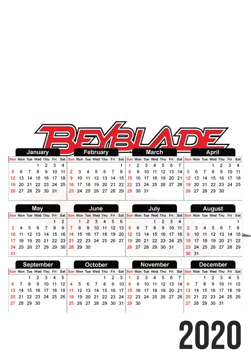  Beyblade magic tops para A3 Photo Calendar 30x43cm