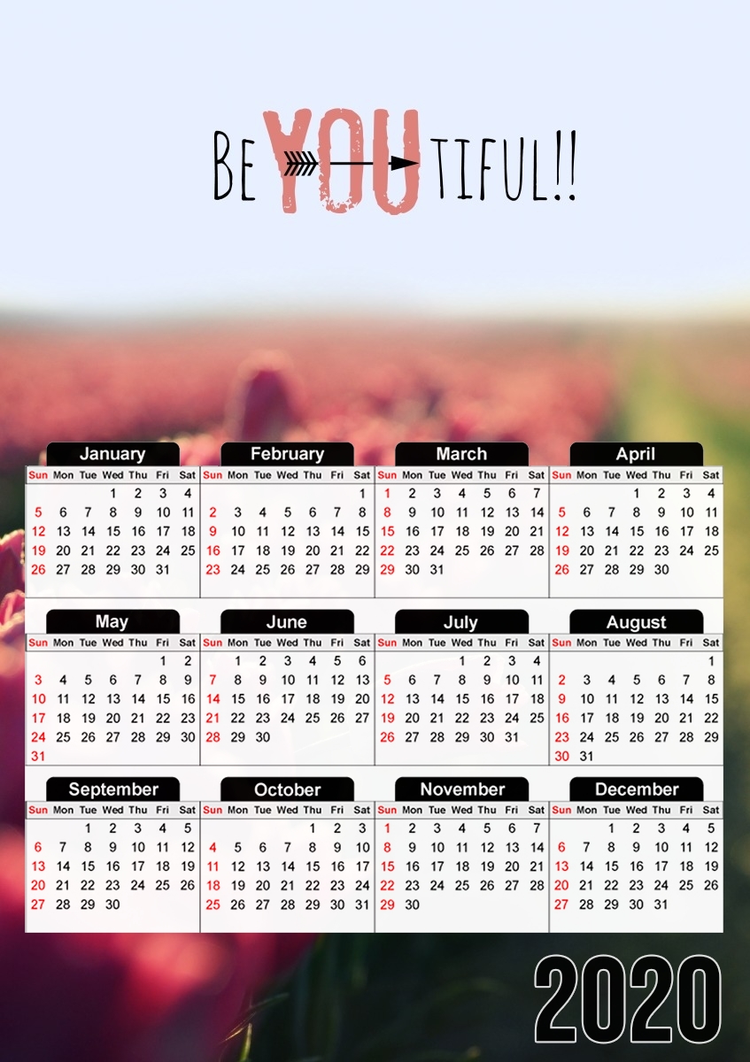  BeYOUtiful! para A3 Photo Calendar 30x43cm