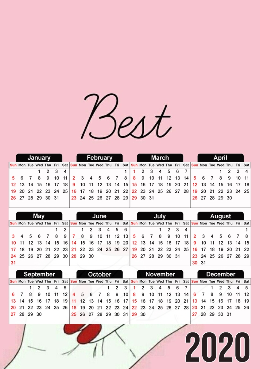  BFF Best Friends Pink para A3 Photo Calendar 30x43cm