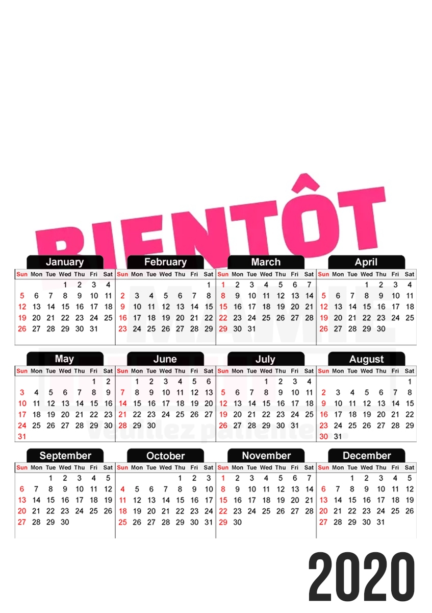  Bientot Mamie Cadeau annonce naissance para A3 Photo Calendar 30x43cm