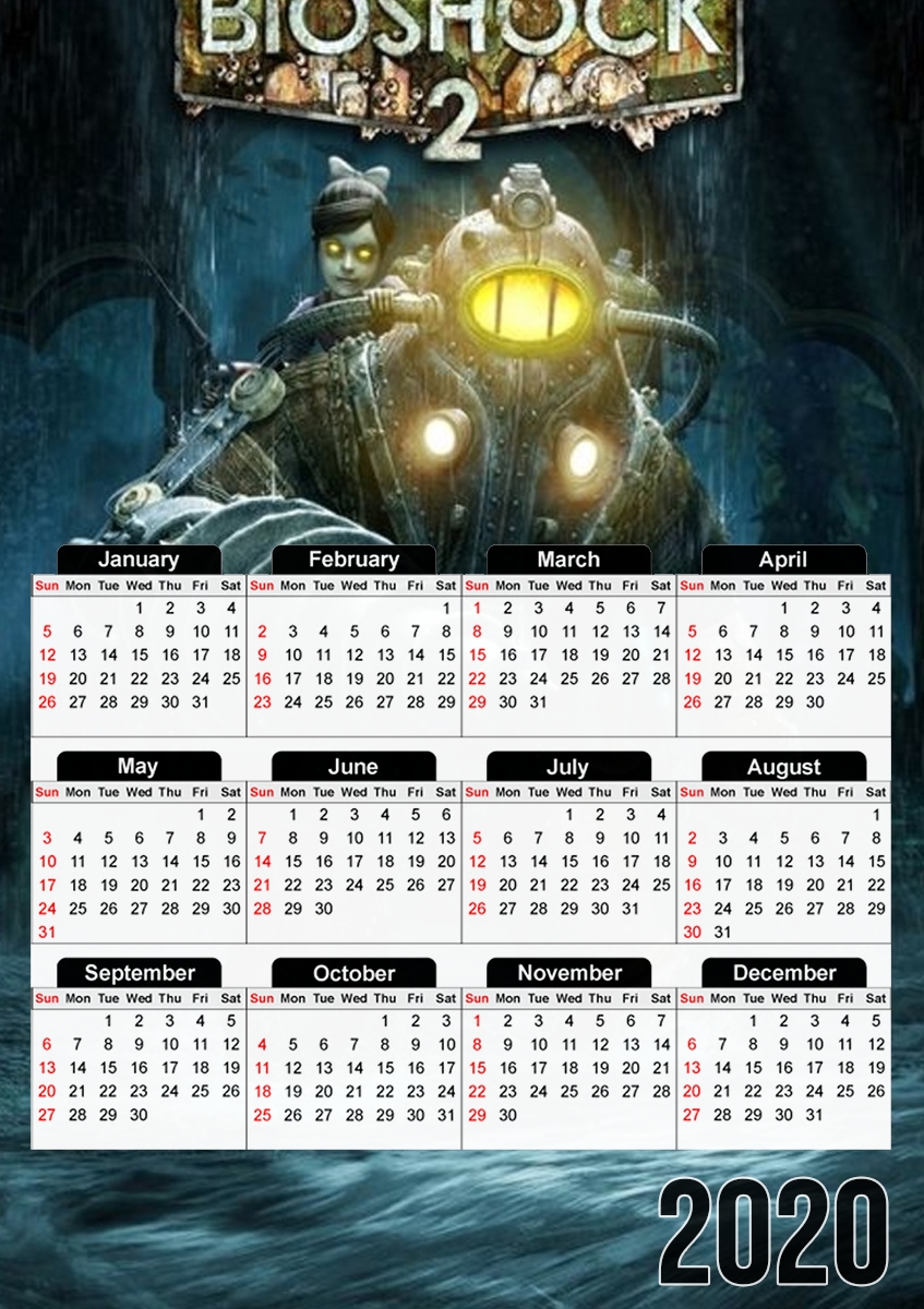  Big Daddy x Rosie Bioshock Art para A3 Photo Calendar 30x43cm