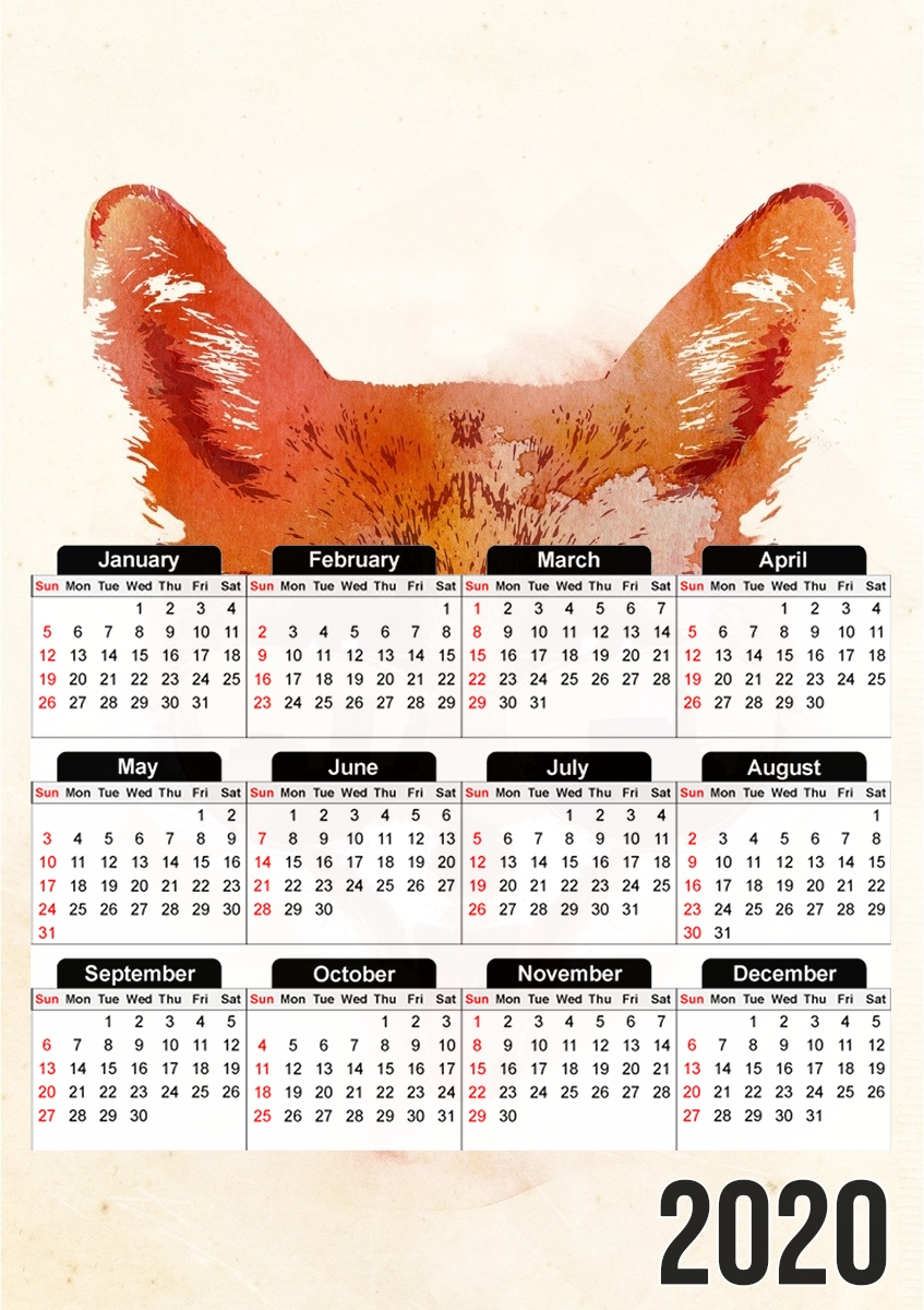  Big Town Fox para A3 Photo Calendar 30x43cm