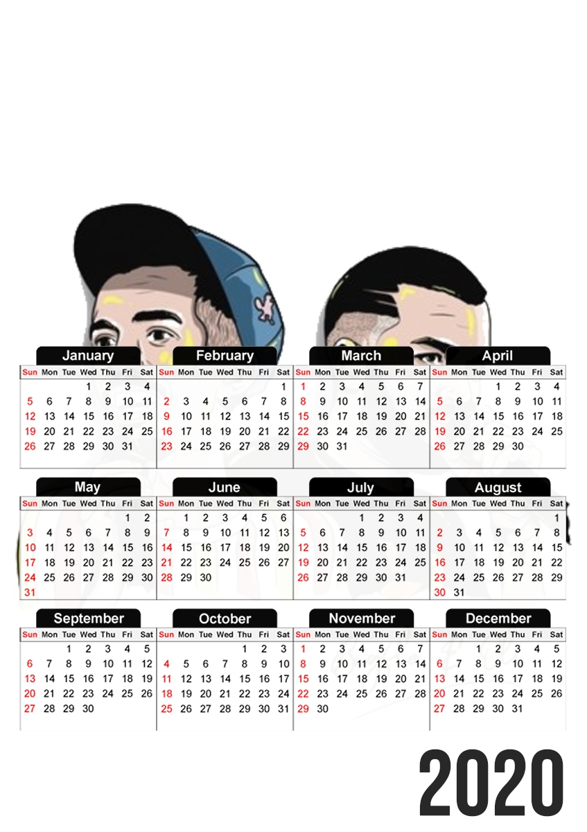  Bigflo et Oli para A3 Photo Calendar 30x43cm