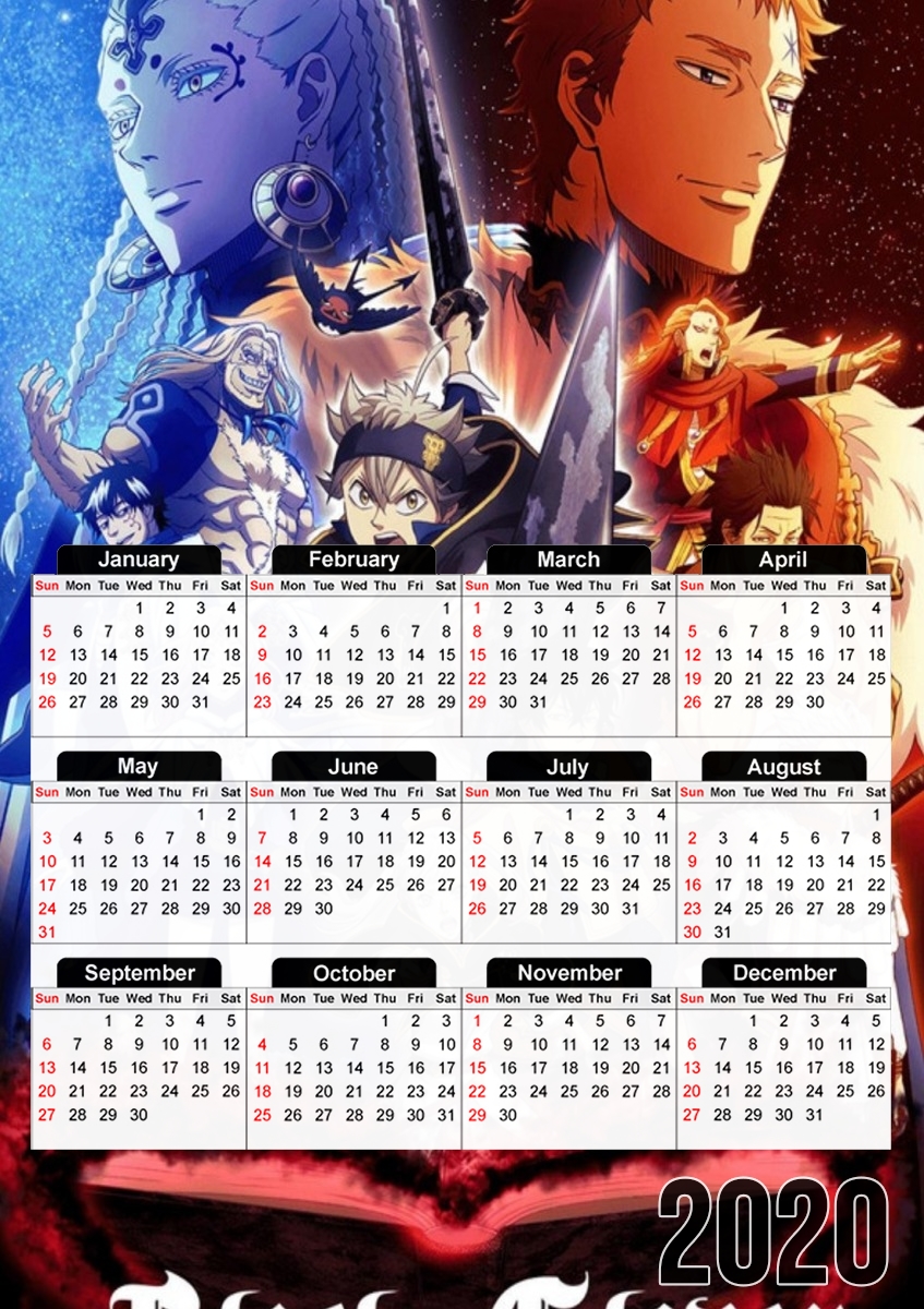  Black Clover para A3 Photo Calendar 30x43cm