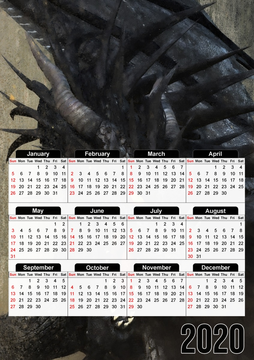  Black Dragon para A3 Photo Calendar 30x43cm