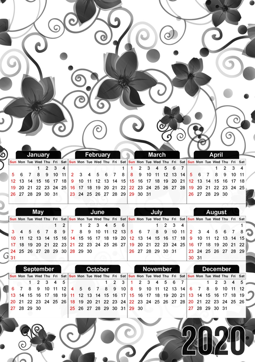  Black Flower para A3 Photo Calendar 30x43cm