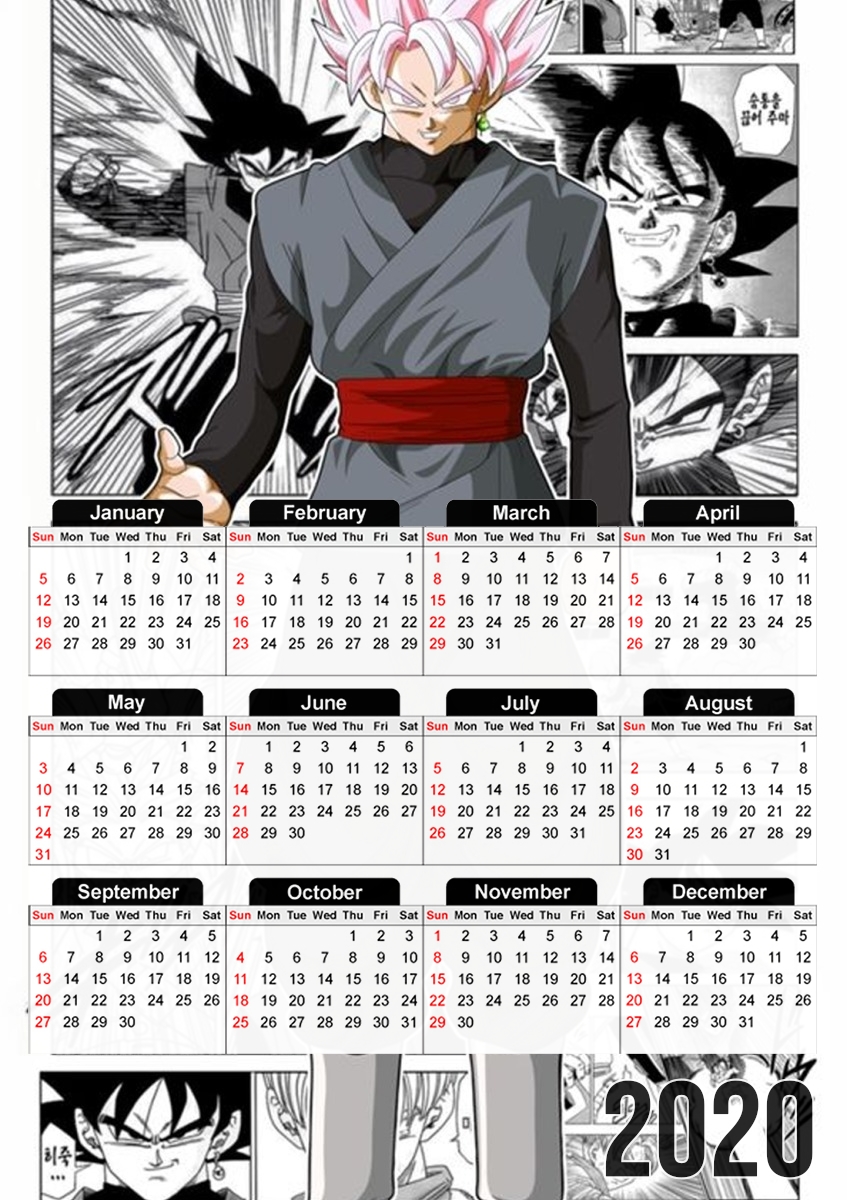  Black Goku Scan Art para A3 Photo Calendar 30x43cm