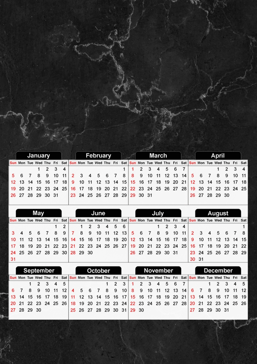  Black Marble para A3 Photo Calendar 30x43cm