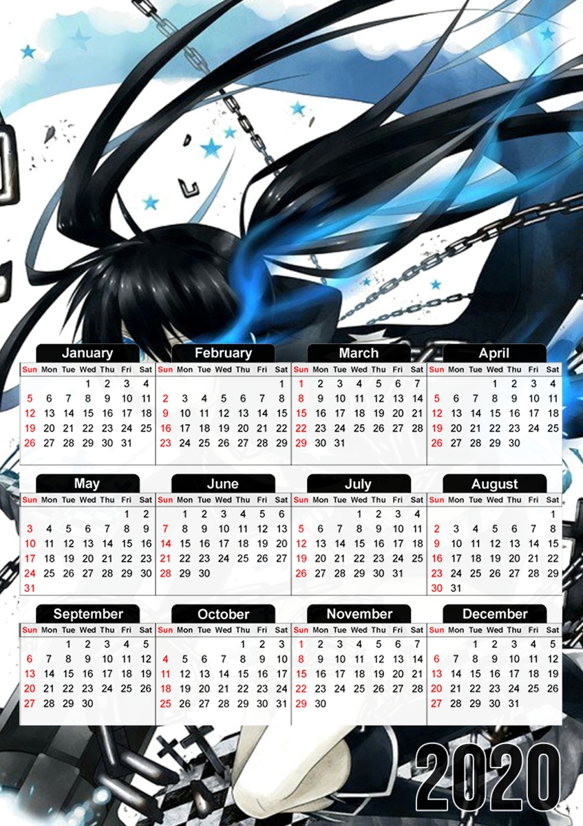  Black Rock Shooter para A3 Photo Calendar 30x43cm