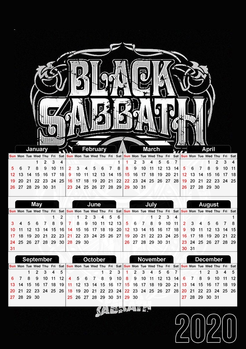  Black Sabbath Heavy Metal para A3 Photo Calendar 30x43cm