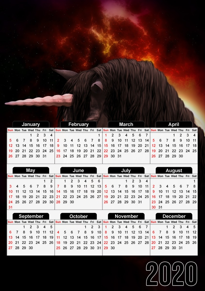  Black Unicorn para A3 Photo Calendar 30x43cm