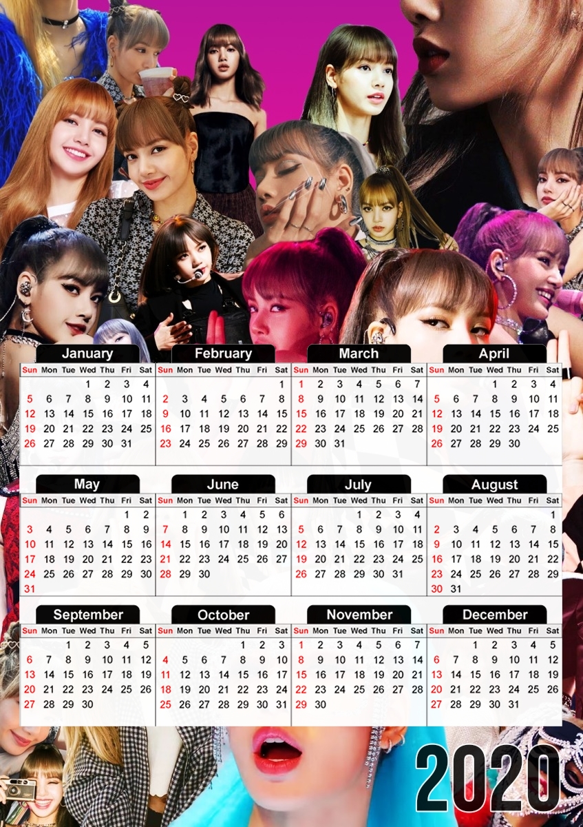  Blackpink Lisa Collage para A3 Photo Calendar 30x43cm