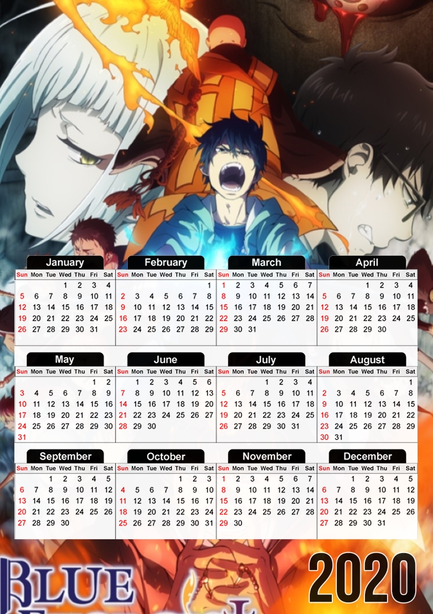  Blue Exorcist para A3 Photo Calendar 30x43cm