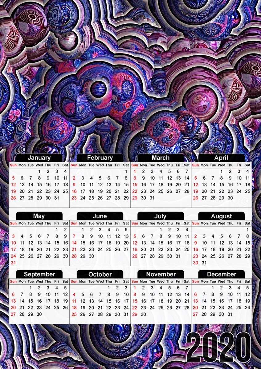  Blue pink bubble cells pattern para A3 Photo Calendar 30x43cm