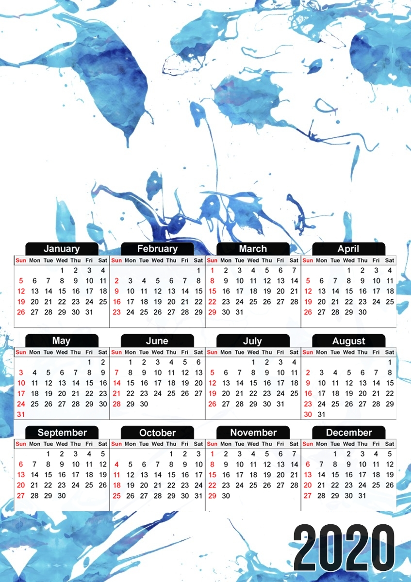  Blue Splash para A3 Photo Calendar 30x43cm