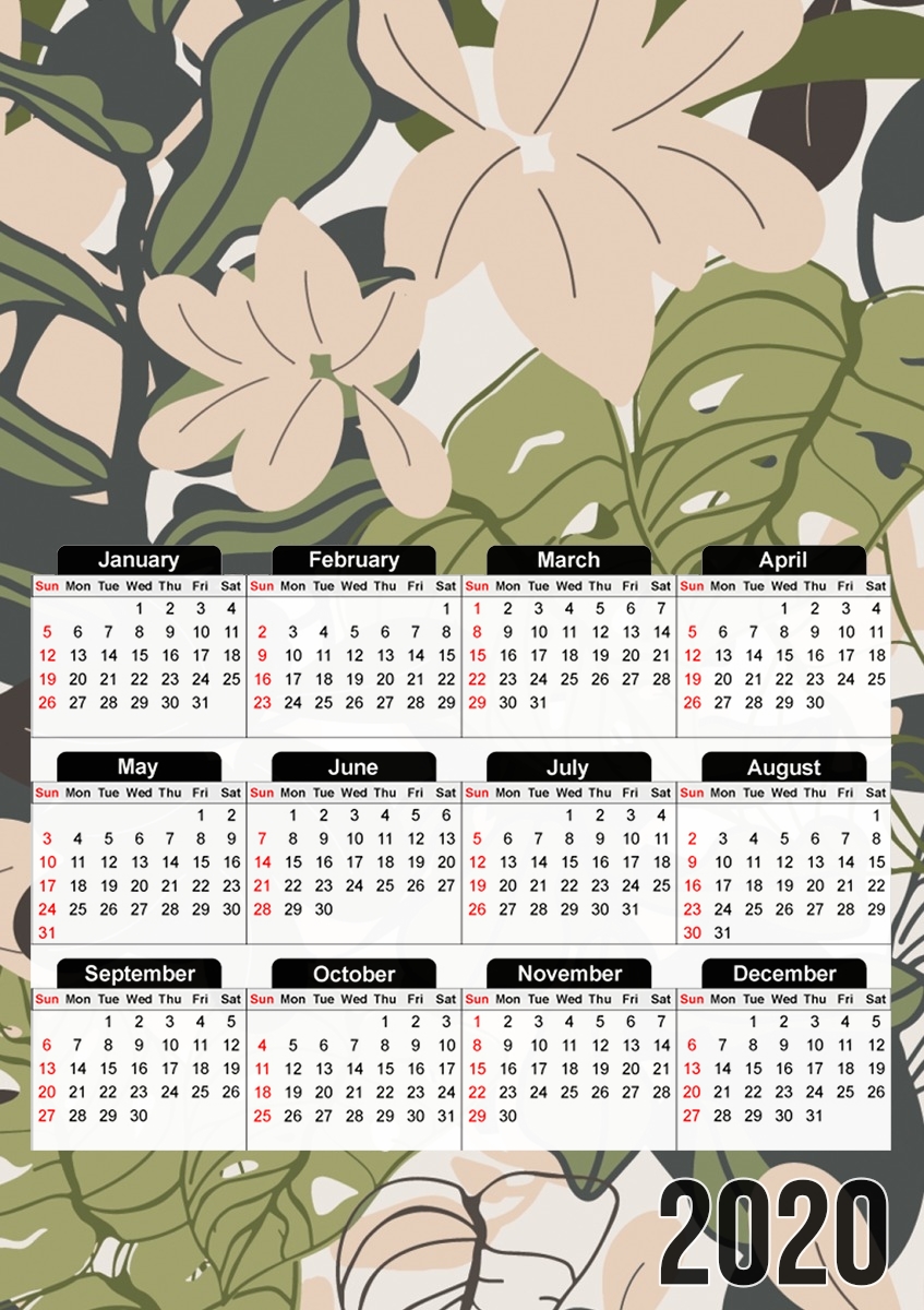  BOHEMIAN TROPICAL FOLIAGE para A3 Photo Calendar 30x43cm