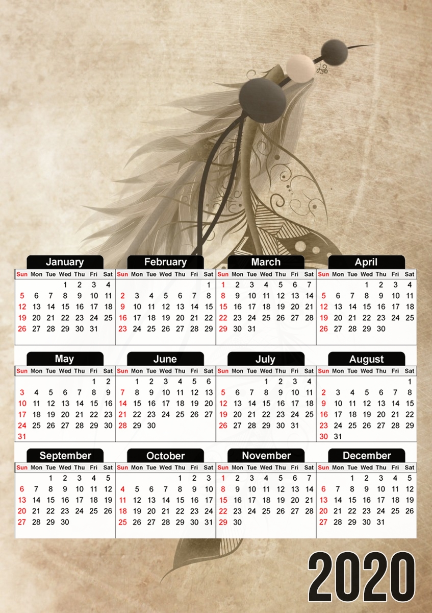  Boho Feather para A3 Photo Calendar 30x43cm