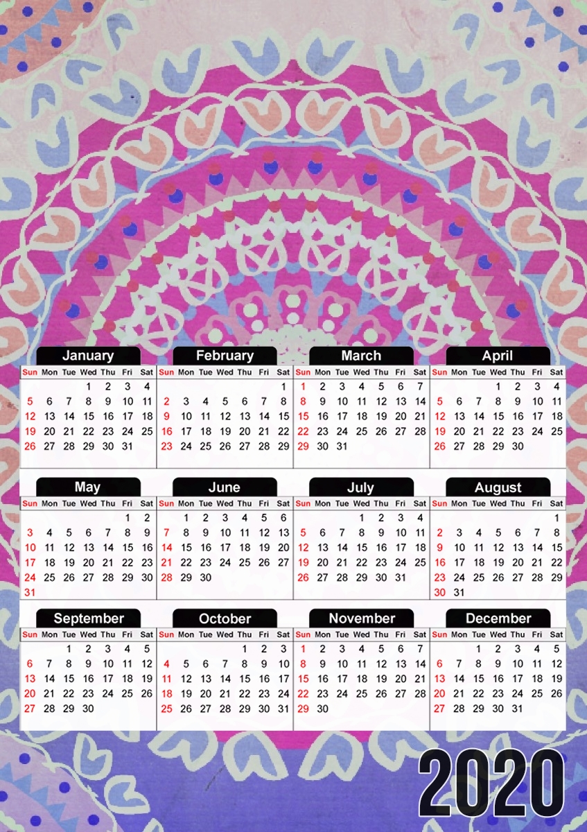  BOHO MANDALA para A3 Photo Calendar 30x43cm