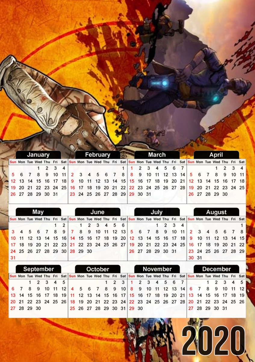  Borderlands Fan Art para A3 Photo Calendar 30x43cm