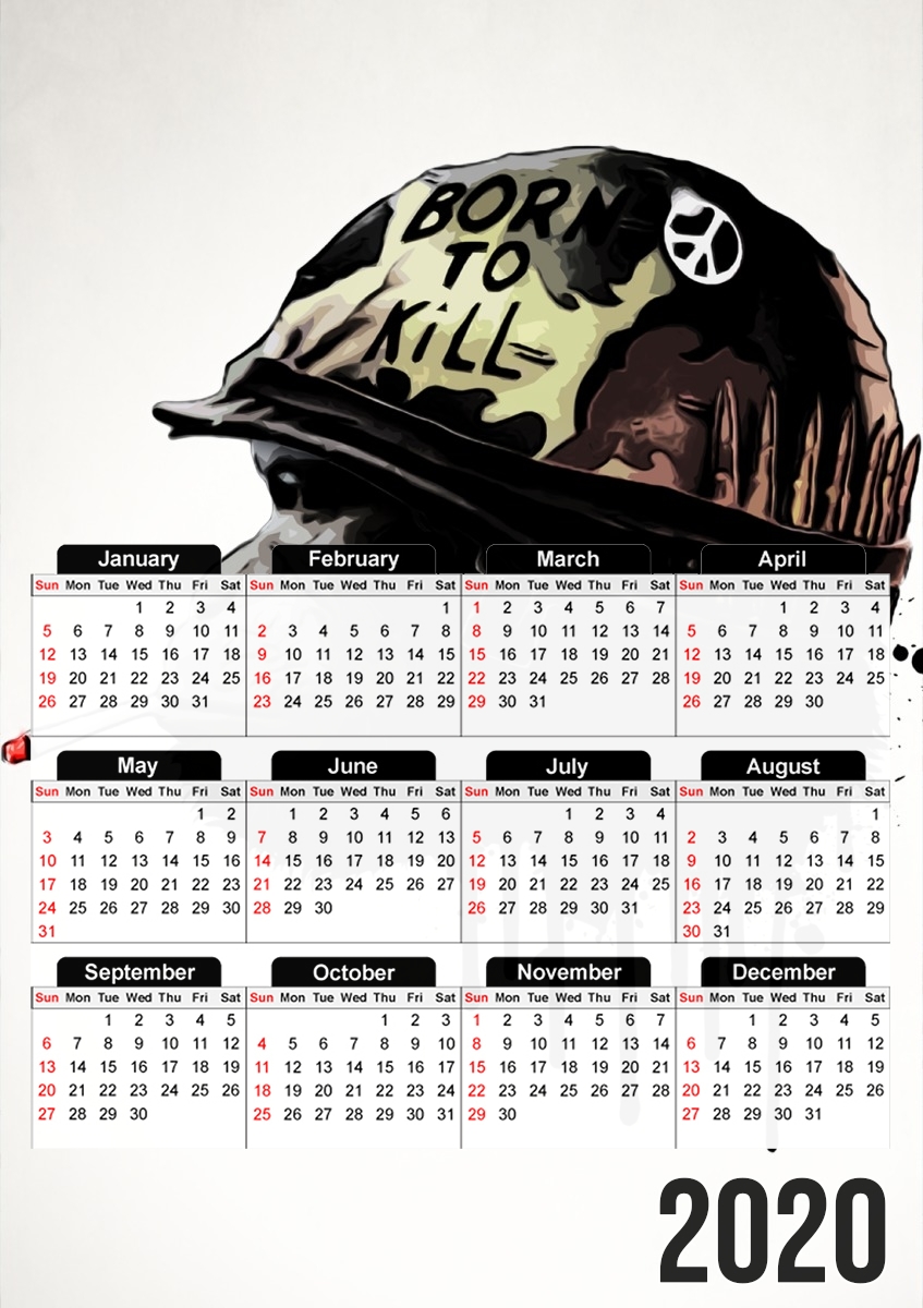  Born To Kill para A3 Photo Calendar 30x43cm