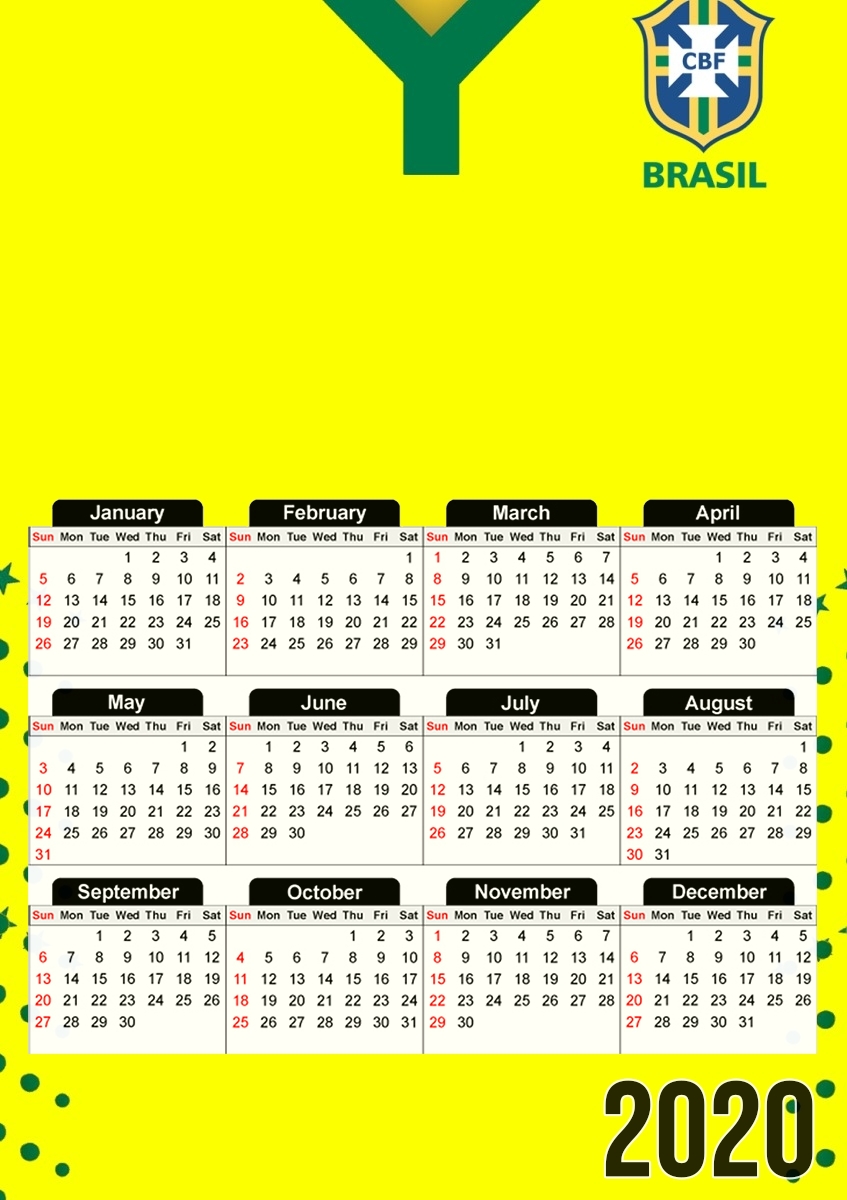  Brazil Selecao Home Primera para A3 Photo Calendar 30x43cm