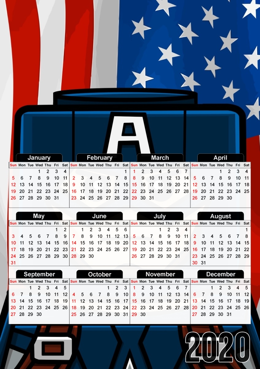  Bricks Captain America para A3 Photo Calendar 30x43cm