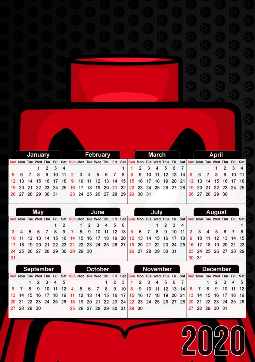  Bricks Deadpool para A3 Photo Calendar 30x43cm