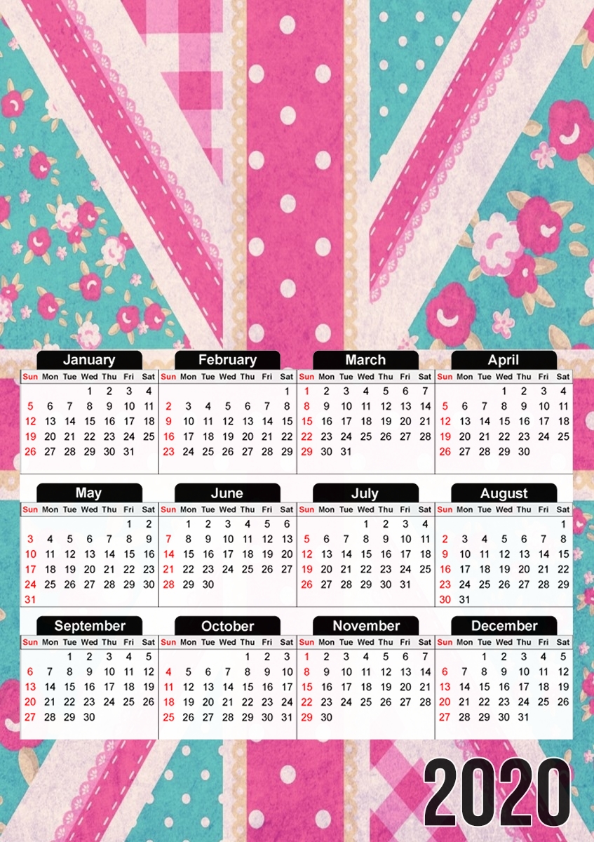  British Girls Flag para A3 Photo Calendar 30x43cm