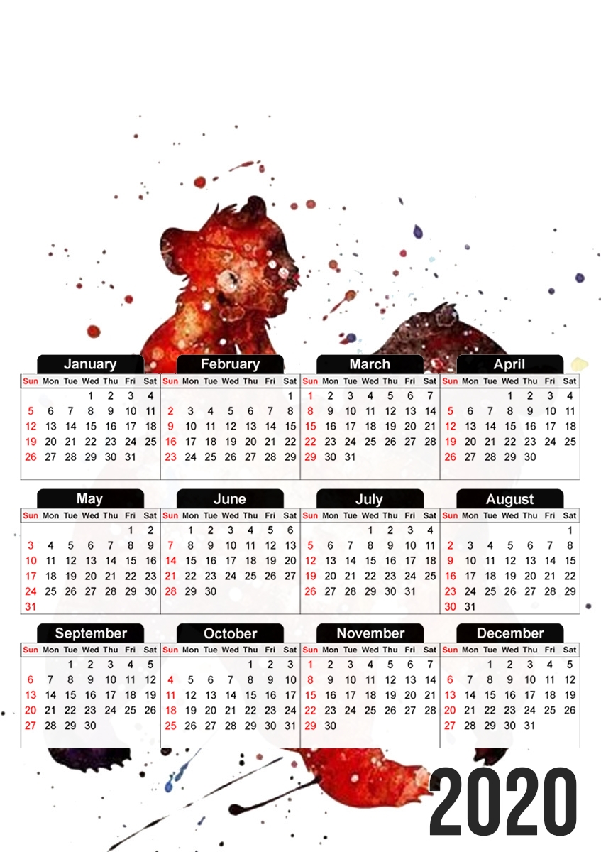  Brother Bear Watercolor para A3 Photo Calendar 30x43cm