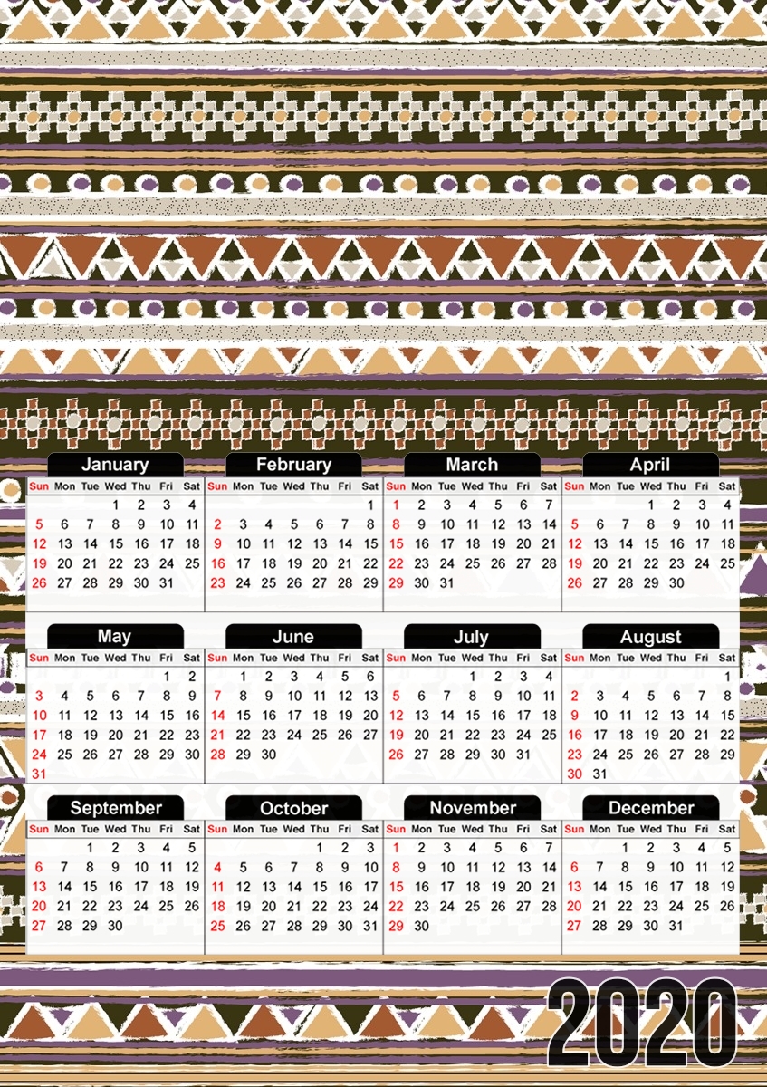  Brown aztec native bandana para A3 Photo Calendar 30x43cm