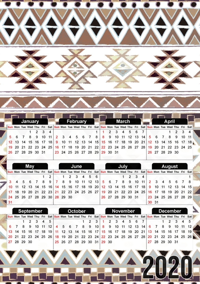  BROWN TRIBAL NATIVE para A3 Photo Calendar 30x43cm