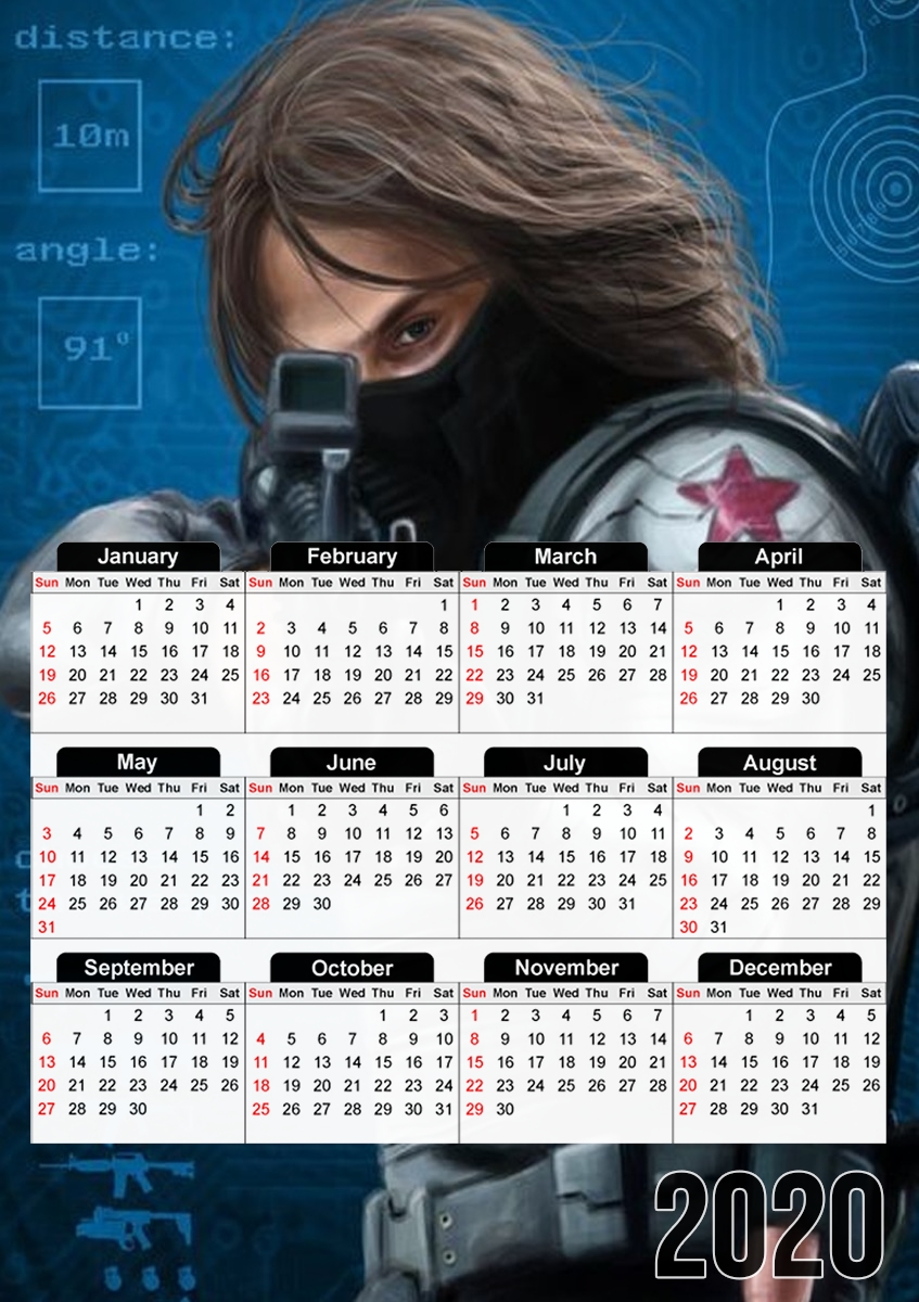  Bucky Barnes Aka Winter Soldier para A3 Photo Calendar 30x43cm