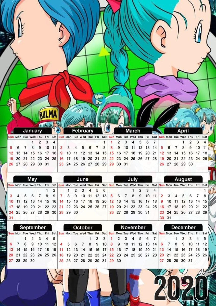  Bulma Dragon Ball super art para A3 Photo Calendar 30x43cm