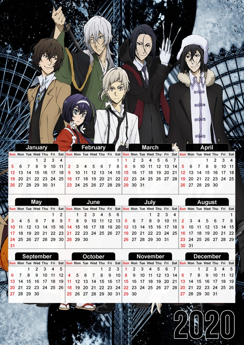  Bungo Stray Dogs para A3 Photo Calendar 30x43cm