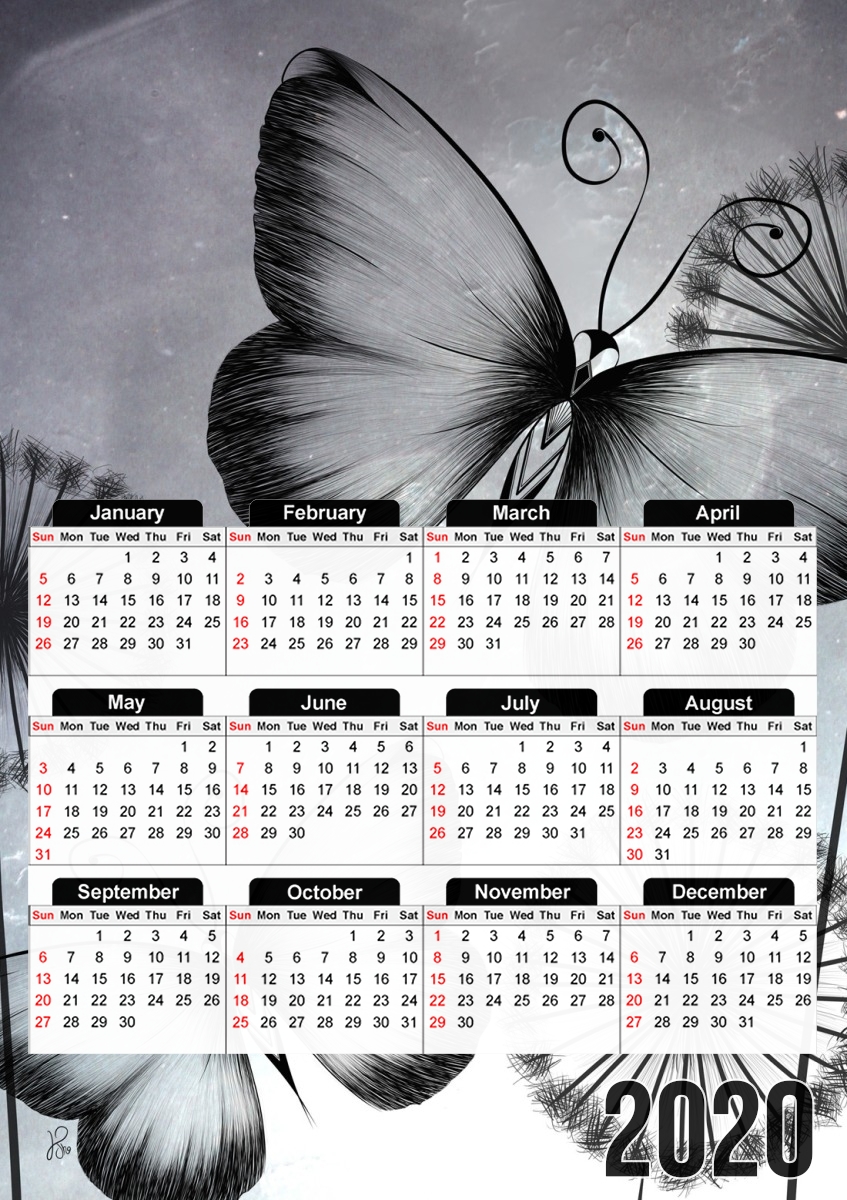  Butterflies Dandelion para A3 Photo Calendar 30x43cm