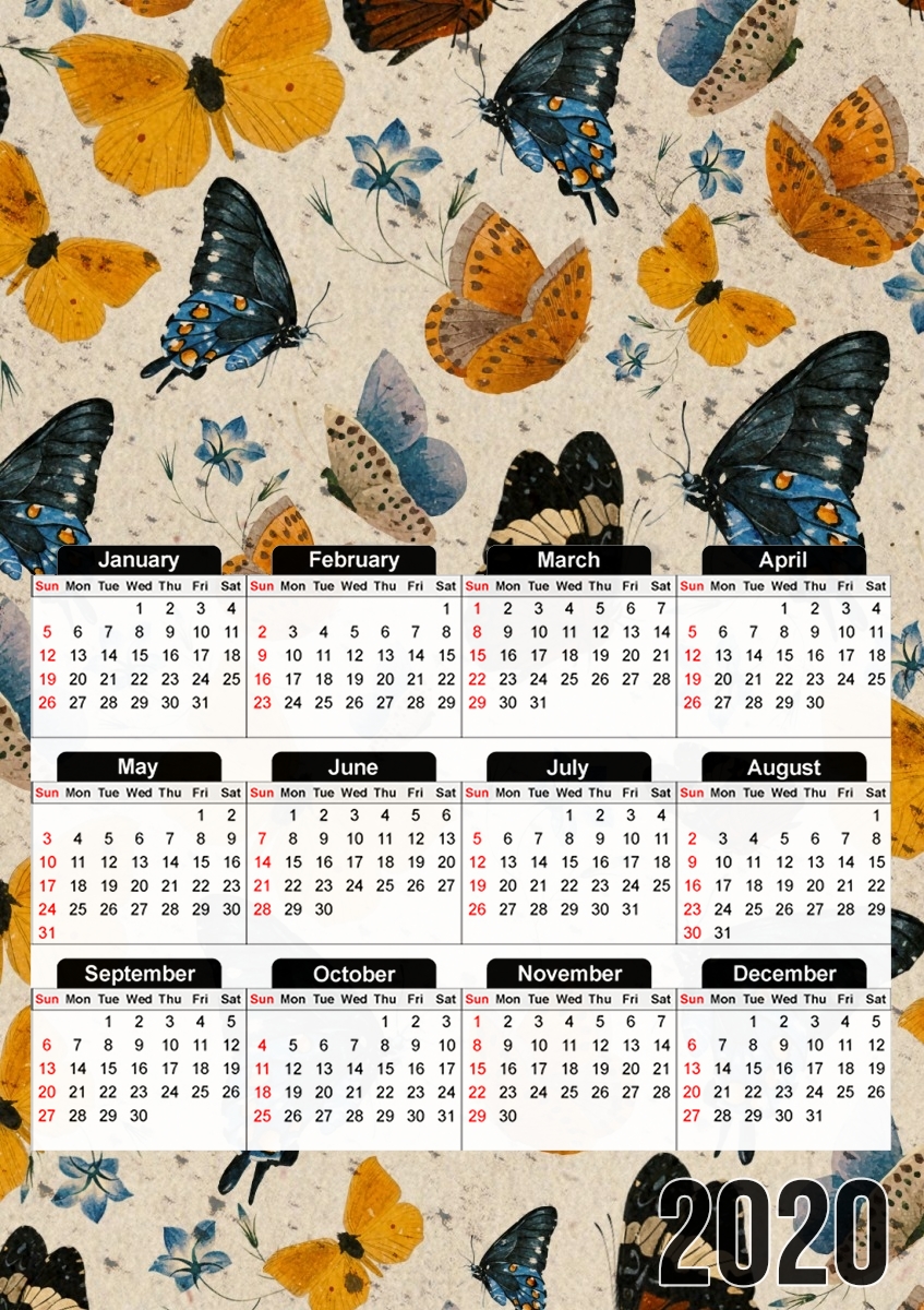  Butterflies I para A3 Photo Calendar 30x43cm