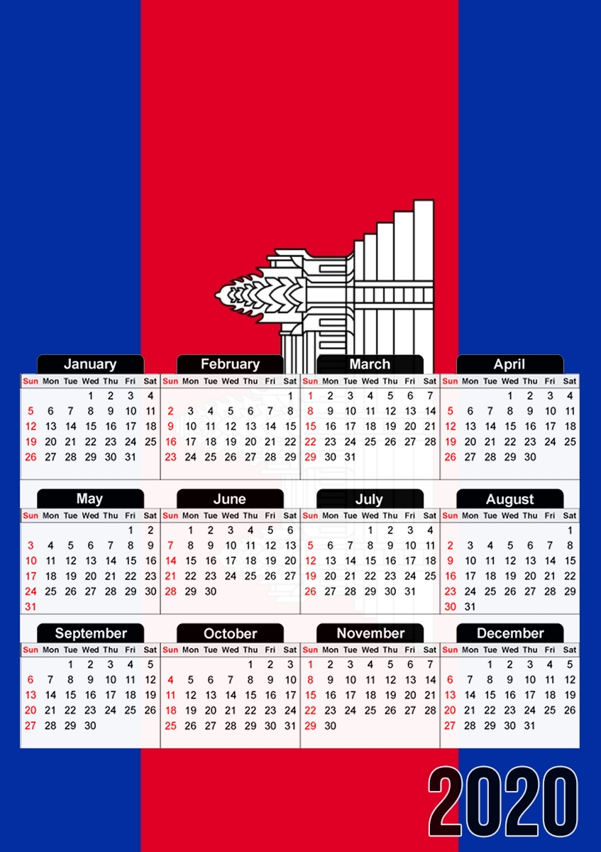  Cambodge Flag para A3 Photo Calendar 30x43cm