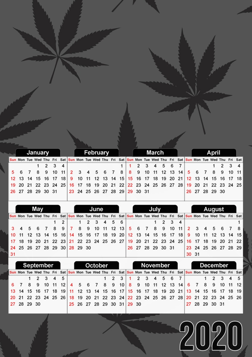  Cannabis Leaf Pattern para A3 Photo Calendar 30x43cm